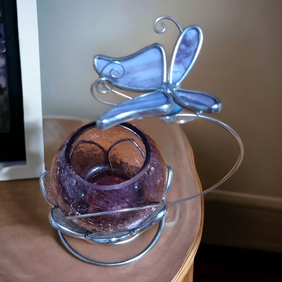 Stained Glass Butterfly Candle Holder - Picture 1 of 9